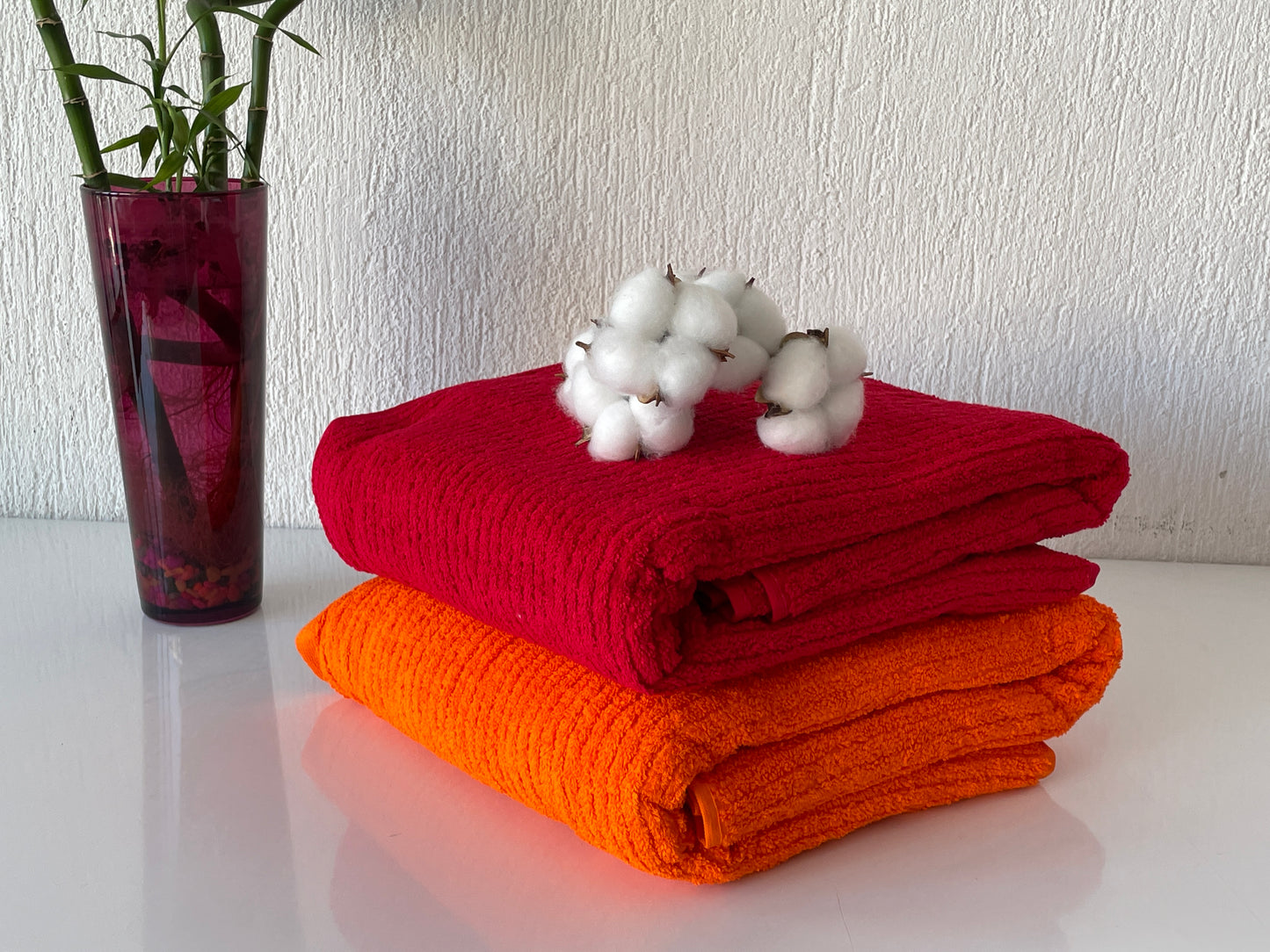 Extra Large Oversized Bath Towels - Orange, 100% Cotton Turkish Towels for Hotel and Spa, Maximum Softness, 35 by 70 and 90x180 cm