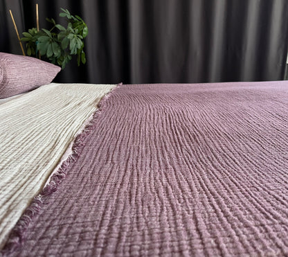 100% Cotton Muslin Blanket 4 Layers Bedspread Soft Turkish Cotton Muslin Bed Cover Reversible Coverlet Magenta with Size Options