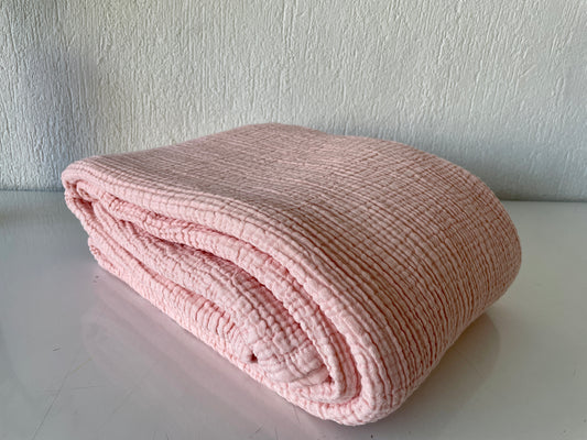 100% Cotton Muslin Blanket 4 Layers Bedspread Soft Turkish Cotton Muslin Bed Cover Reversible Cover Powder Pink with Size Options