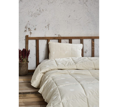 100% Wool Filled Comforter for All Seasons, Encased in Cotton Down Alternative Comforter, Duvet Insert, Off White