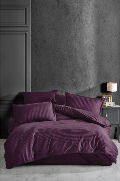 100% Cotton Sateen Modern Purple Bedding Set, Full/Queen Size Quilt/Duvet Cover Set