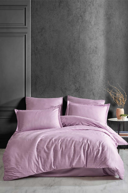 100% Cotton Sateen Modern Lilac Bedding Set, Full/Queen Size Quilt/Duvet Cover Set