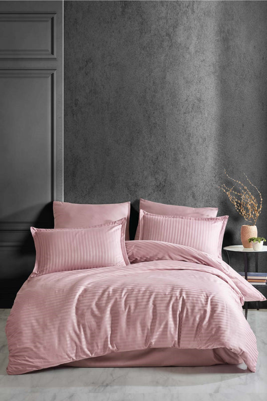 100% Cotton Sateen Modern Powder Pink Bedding Set, Full/Queen Size Quilt/Duvet Cover Set