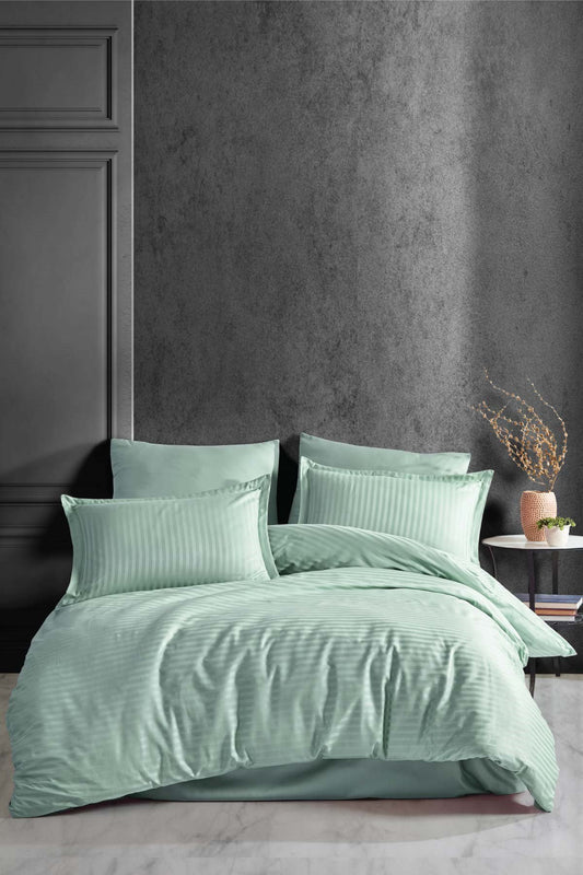 100% Cotton Sateen Modern Mint Bedding Set, Full/Queen Size Quilt/Duvet Cover Set