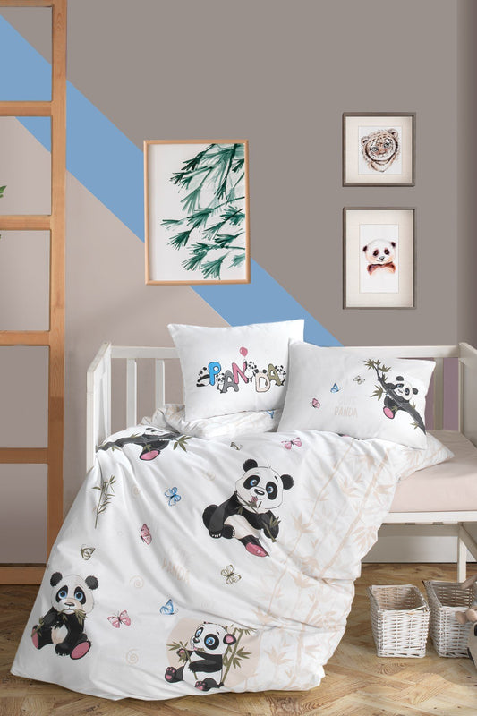 Baby Duvet Cover Set, 100% Cotton Nursery Crib Set for Baby , 4 Pieces Panda