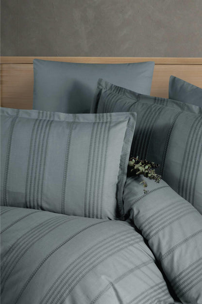 100% Cotton Grey Modern Bedding Set, Full/Queen Size Quilt/Duvet Cover Set, 4 Pieces