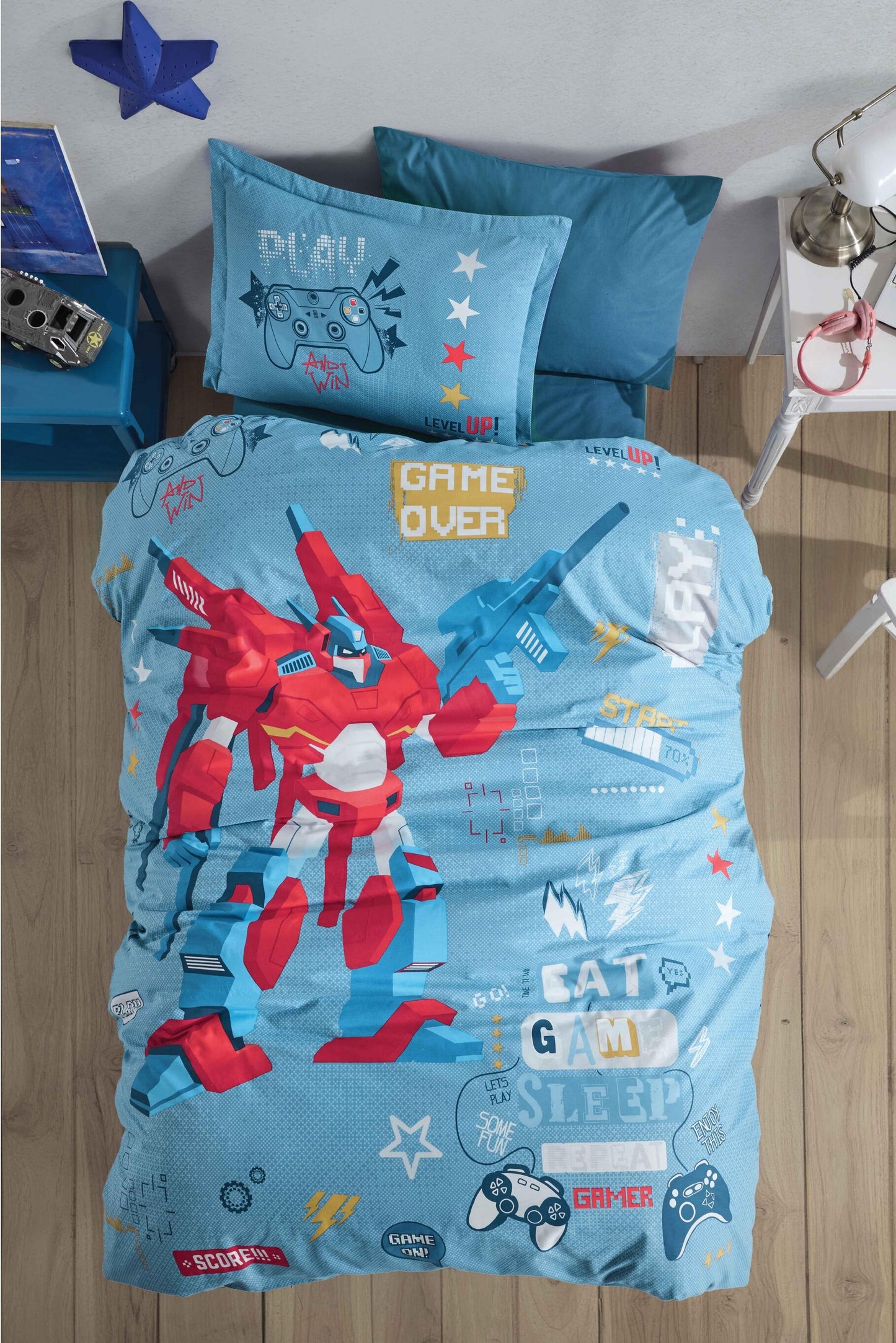 100% Cotton Game Bedding Set, Single/Twin Size Quilt/Duvet Cover Set