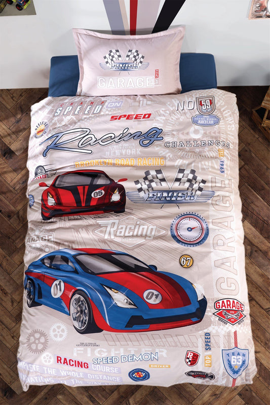 100% Cotton Race Bedding Set, Single/Twin Size Quilt/Duvet Cover Set