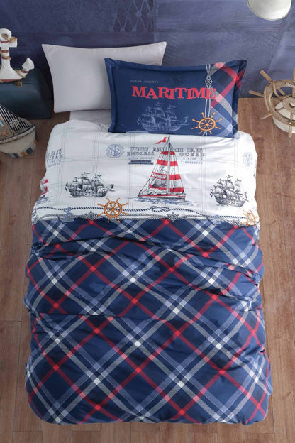 100% Cotton Maritime Bedding Set, Single/Twin Size Quilt/Duvet Cover Set