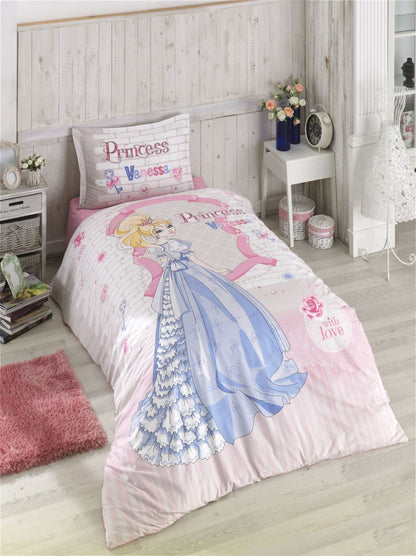 100% Cotton Princess Bedding Set, Single/Twin Size Quilt/Duvet Cover Set