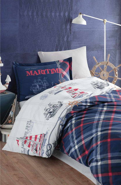 100% Cotton Maritime Bedding Set, Single/Twin Size Quilt/Duvet Cover Set