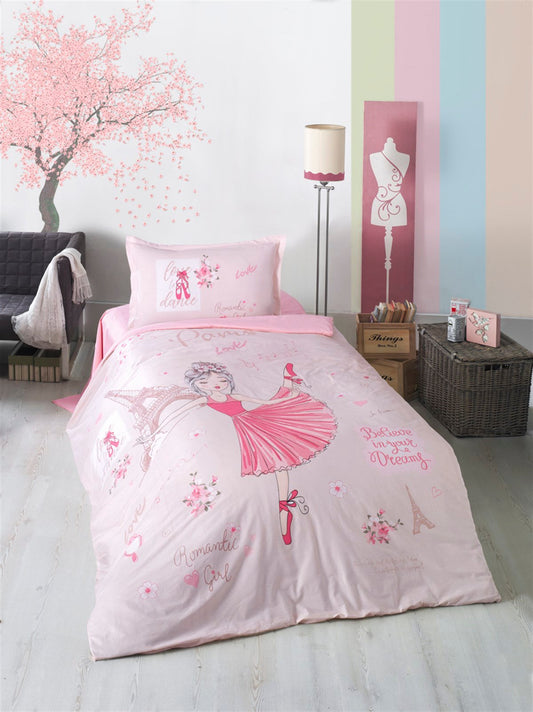 100% Cotton Romantic Girl Bedding Set, Single/Twin Size Quilt/Duvet Cover Set