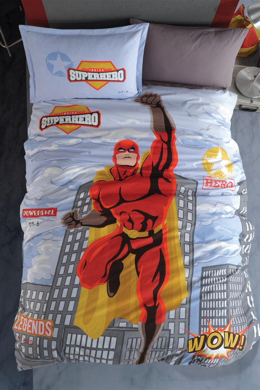 100% Cotton Superhero Bedding Set, Single/Twin Size Quilt/Duvet Cover Set