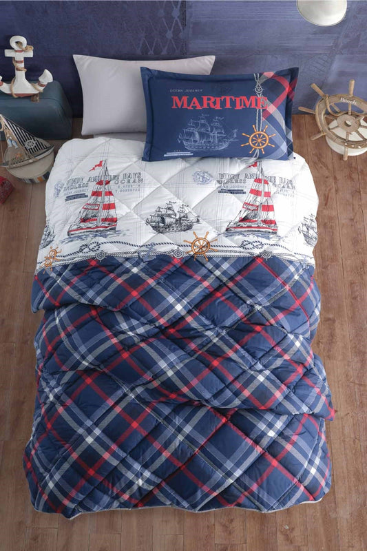 Comforter Set, Maritime Themed Comforter Set with Flat Sheet, Twin XL/Twin Size, 5 Pieces