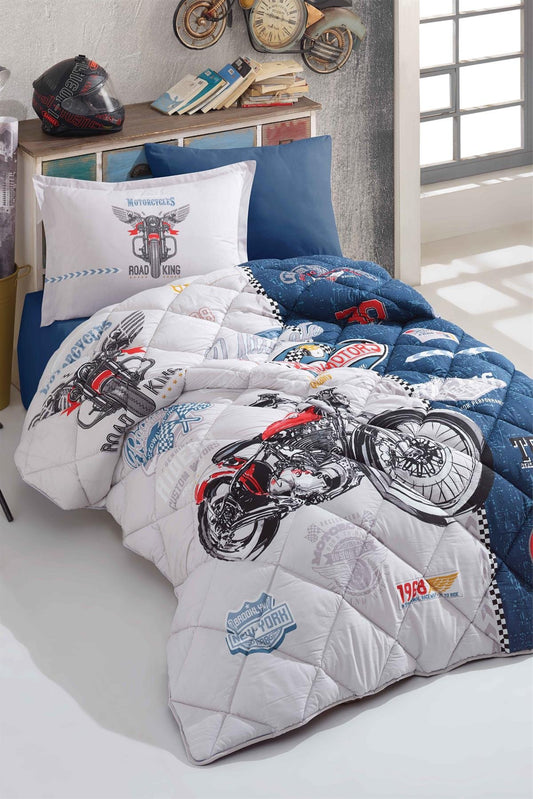 Comforter Set, Road King Themed Comforter Set with Flat Sheet, Twin XL/Twin Size, 5 Pieces