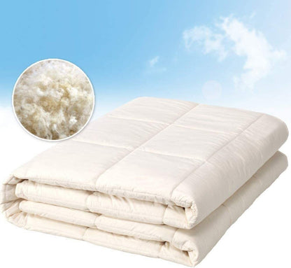 100% Wool Filled Comforter for All Seasons, Encased in Cotton Down Alternative Comforter, Duvet Insert, Off White