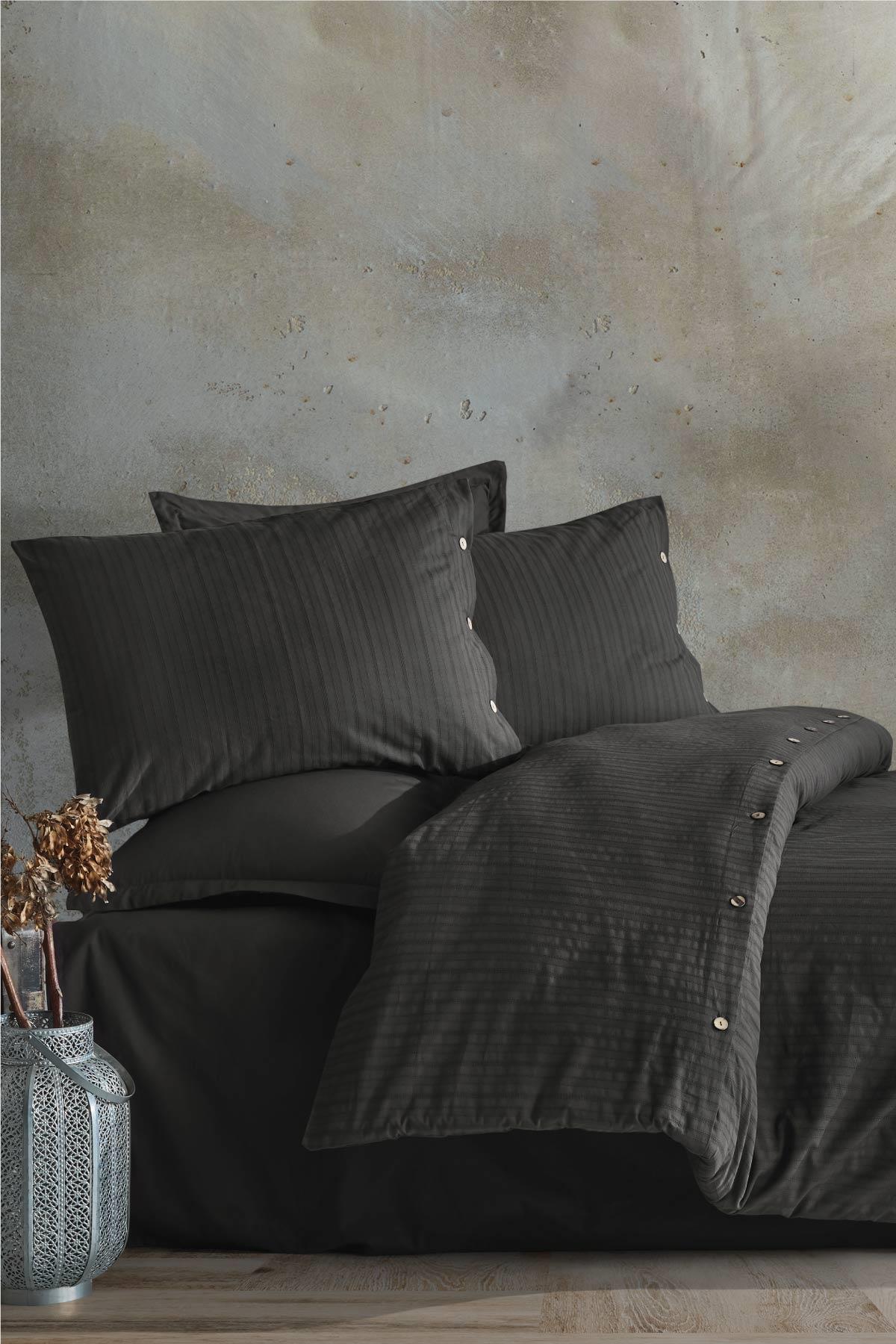 100% Cotton Modern Black Bedding Set, Single/Twin Size Quilt/Duvet Cover Set